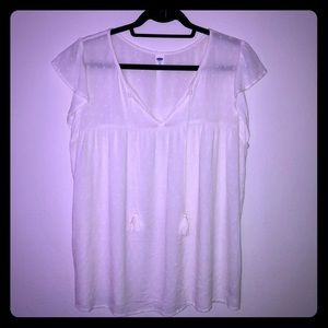 White Polka Dot Babydoll Top